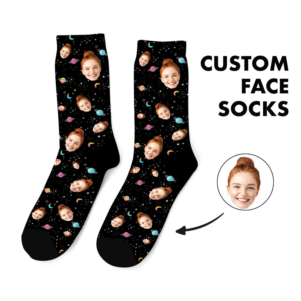 Custom Face Socks, Space Custom Photo Socks, Face on Socks, Personalized Socks, Space Picture Socks, Funny Gift For Her, Him or Best Friends - 1.jpg
