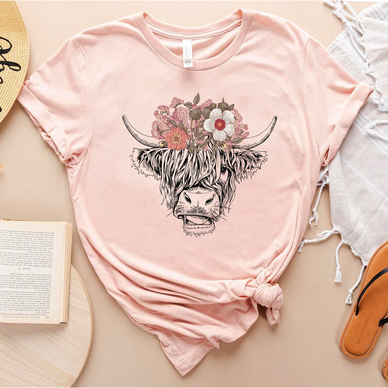 Cute Cow Shirt, Floral Cow Shirt For Mom, Highland Cow Shirt, Cow Gifts For Her, Heifer Shirt, Farm T-shirt, Ranch Tee, Farmer, Cowgirl - 2.jpg