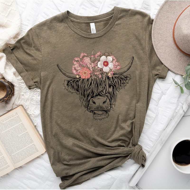 Cute Cow Shirt, Floral Cow Shirt For Mom, Highland Cow Shirt, Cow Gifts For Her, Heifer Shirt, Farm T-shirt, Ranch Tee, Farmer, Cowgirl - 5.jpg