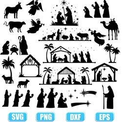 nativity scene svg,nativity silhouette svg,cricut nativity scene,manger scene svg,nativity scene silhouette svg