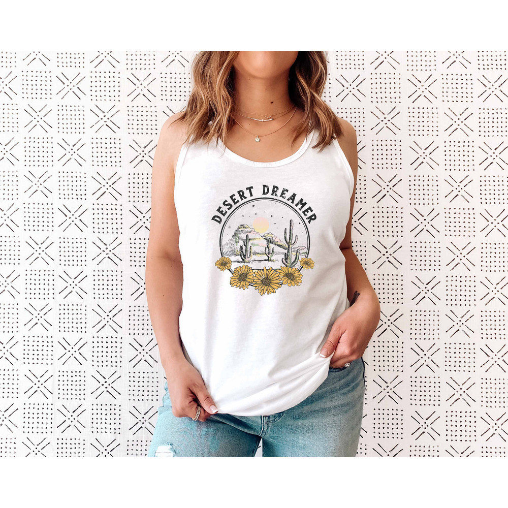 Desert Tank Tee, Desert Dreamer, Cactus Tank, Plant Tank, Graphic Tee, Cute Tank, Gift For Her, Tumblr Fashion, Casual Fashion - 3.jpg