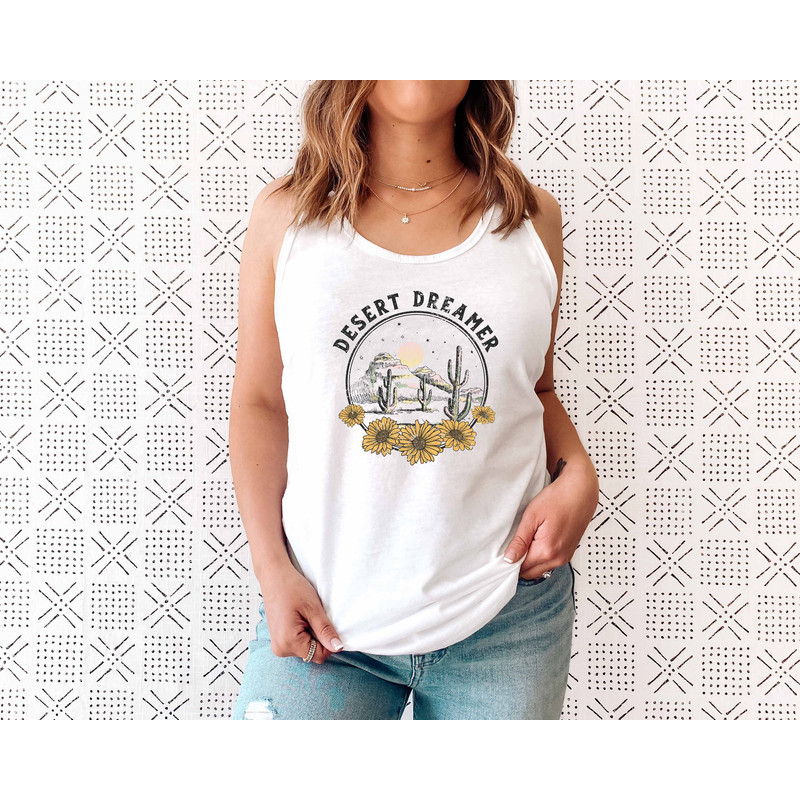 Desert Tank Tee, Desert Dreamer, Cactus Tank, Plant Tank, Graphic Tee, Cute Tank, Gift For Her, Tumblr Fashion, Casual Fashion - 3.jpg