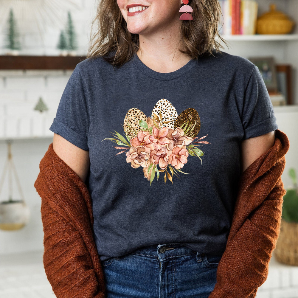 Easter Eggs, Leopard Cute Easter Tee, Floral Easter T shirt, Leopard Floral Easter T shirt, 2x Easter, 3x Easter, Plus Sizes - 7.jpg