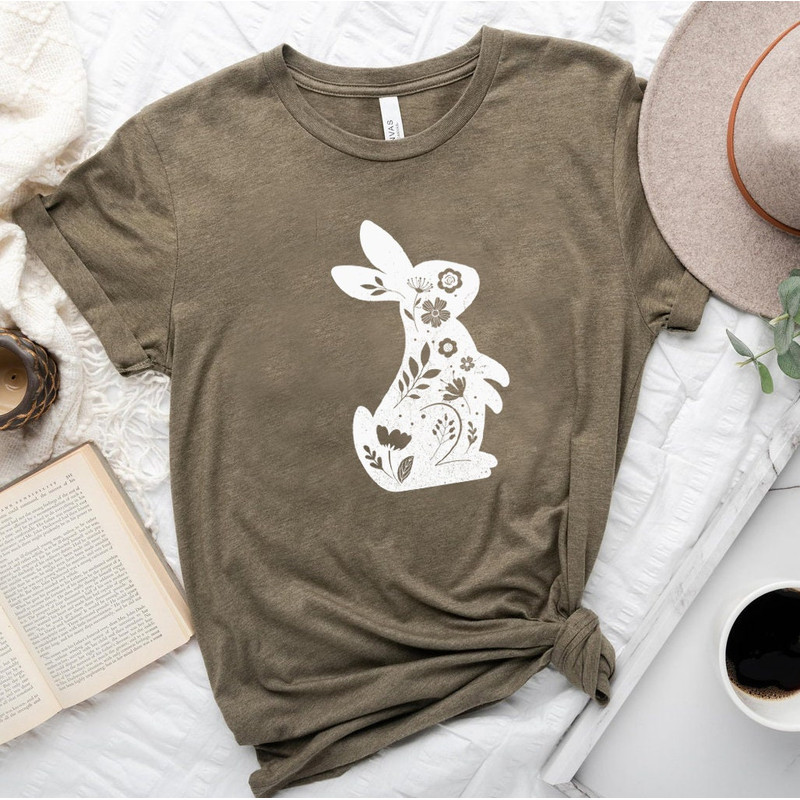 Floral Bunny Shirt - Floral Rabbit Shirt - Easter T-shirt - Spring T-shirt - Bunny Shirt - Nature Lover - Animal Lover - Gift for Her - 5.jpg
