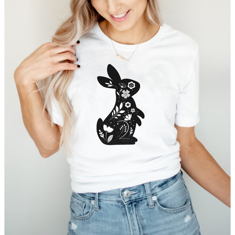Floral Bunny Shirt - Floral Rabbit Shirt - Easter T-shirt - Spring T-shirt - Bunny Shirt - Nature Lover - Animal Lover - Gift for Her - 7.jpg