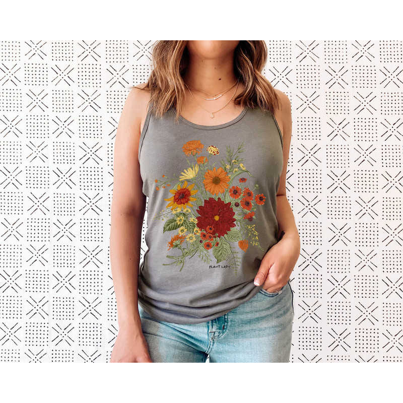 Floral Shirt Tank, Vintage Floral Tank Top, Bohemian Style Tank, Butterfly Shirt, Trending Right Now, Women's Graphic Tank, Love Tank - 7.jpg