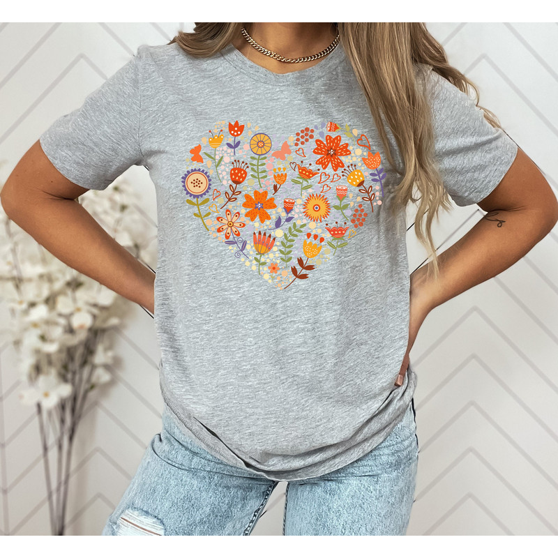 Flower Heart Shirt, Wildflower Tshirt, Gift for Women, Ladies Shirts, Best Friend Gift, Wild Flowers Shirt, Floral Tshirt, Flower Shirt - 3.jpg