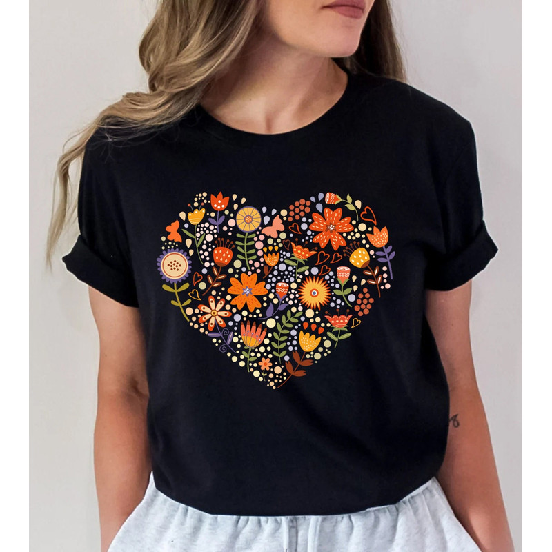 Flower Heart Shirt, Wildflower Tshirt, Gift for Women, Ladies Shirts, Best Friend Gift, Wild Flowers Shirt, Floral Tshirt, Flower Shirt - 4.jpg