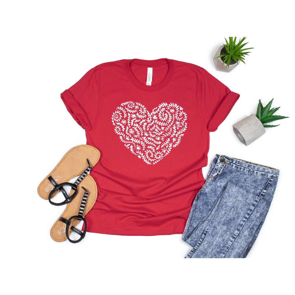 Flower Shirt, Flower Heart T-Shirt, Botanic Shirt, Wildflowers T-Shirts, Trending Right Now, Women's Graphic T-shirt - 1.jpg