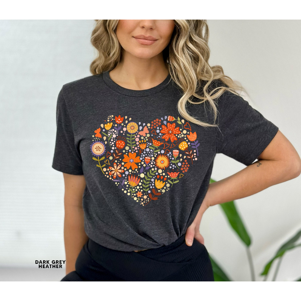 Flower Heart Shirt, Wildflower Tshirt, Gift for Women, Ladies Shirts, Best Friend Gift, Wild Flowers Shirt, Floral Tshirt, Flower Shirt - 7.jpg