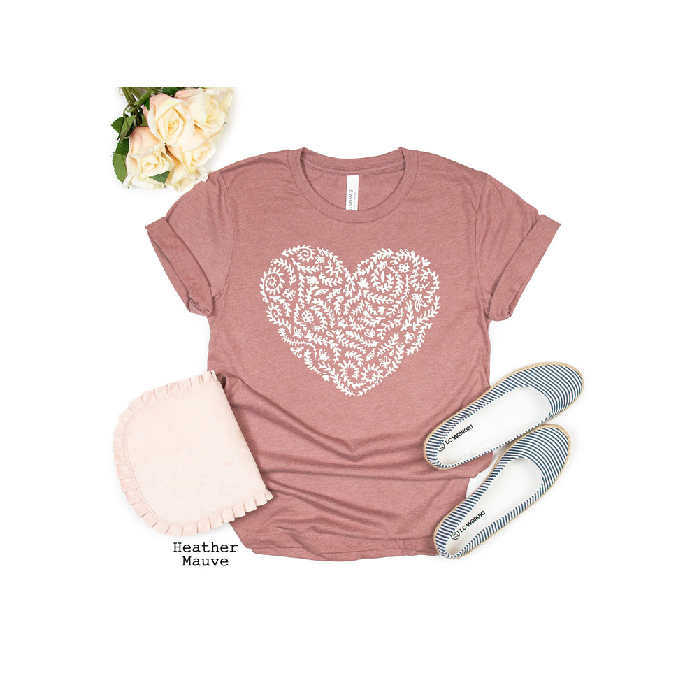 Flower Shirt, Flower Heart T-Shirt, Botanic Shirt, Wildflowers T-Shirts, Trending Right Now, Women's Graphic T-shirt - 2.jpg