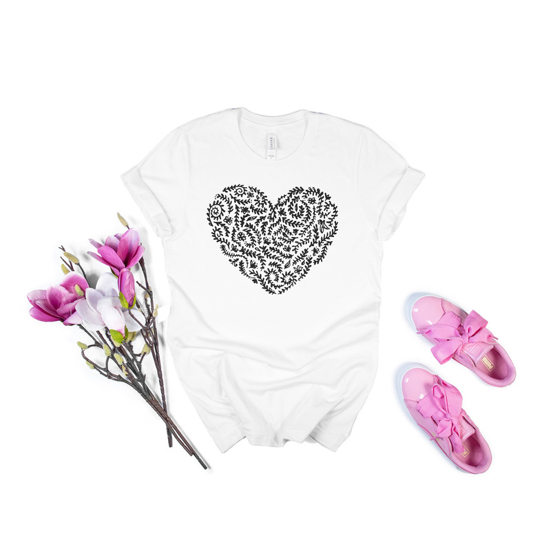 Flower Shirt, Flower Heart T-Shirt, Botanic Shirt, Wildflowers T-Shirts, Trending Right Now, Women's Graphic T-shirt - 4.jpg