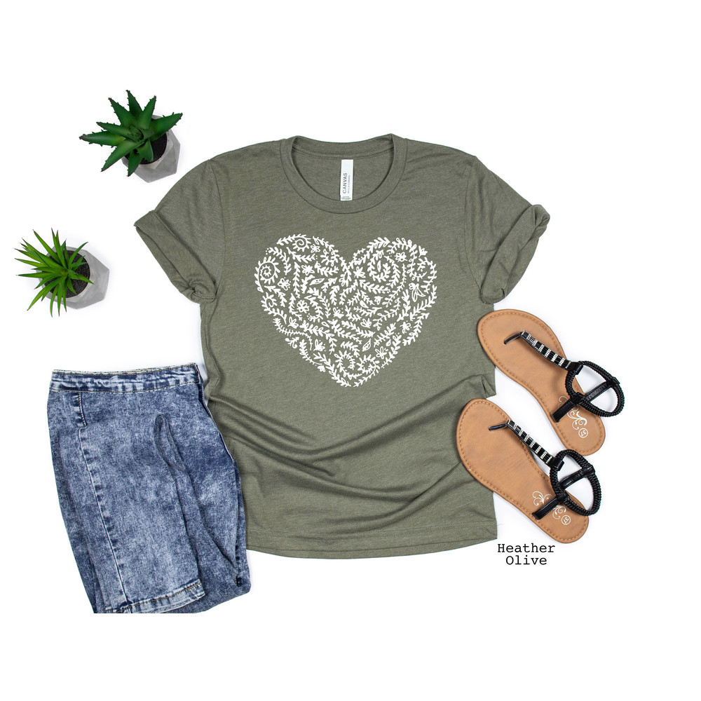 Flower Shirt, Flower Heart T-Shirt, Botanic Shirt, Wildflowers T-Shirts, Trending Right Now, Women's Graphic T-shirt - 7.jpg