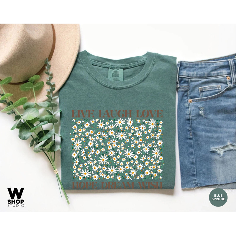 Flower Shirt, Gift For Her, Oversized Aesthetic Tee, Floral Graphic Tee, Live Laugh Love Shirt, Womens Wildflower T-shirt - 6.jpg