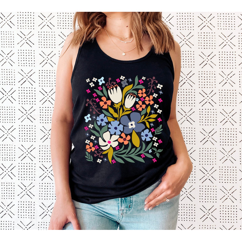 Flower Tank Top Shirt, Gift For Her, Flower Tank Aesthetic, Floral Graphic Tee, Floral Tank, Wild Flower Tank Top, Wildflower T-shirt - 6.jpg