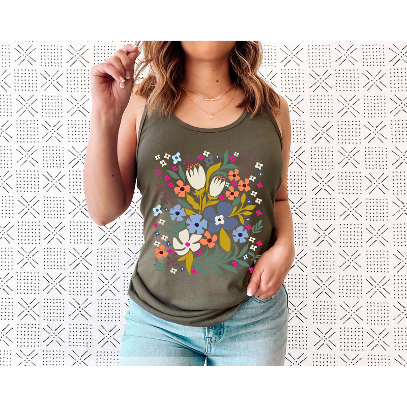 Flower Tank Top Shirt, Gift For Her, Flower Tank Aesthetic, Floral Graphic Tee, Floral Tank, Wild Flower Tank Top, Wildflower T-shirt - 7.jpg
