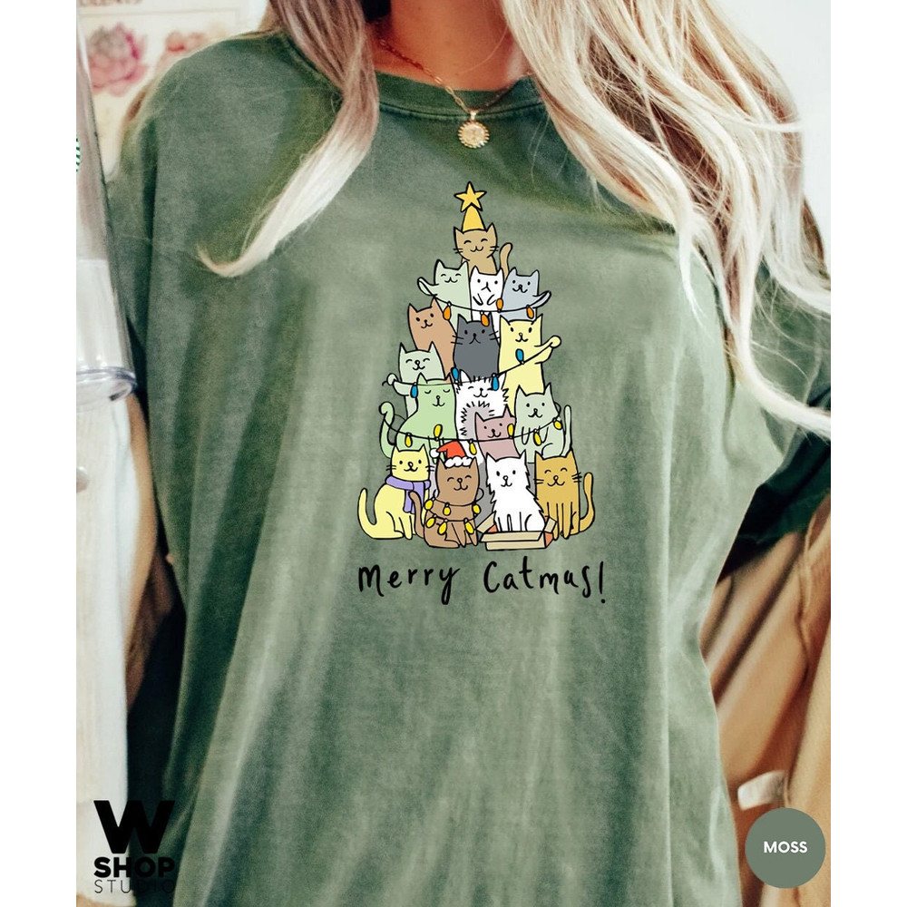 Funny Christmas Cat Shirt, Cat Lover Gift, cute Christmas Tee, Cat lover gift, Holiday graphic, Merry Christmas Tree Shirt, Cat owner tee - 1.jpg