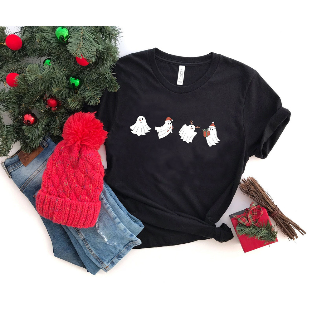 Funny Christmas Shirt, Merry Christmas Shirt, Womens Christmas Shirt, Cute Ghost Christmas Tee, Holiday Tree Shirt, Christmas Tee for Women - 2.jpg