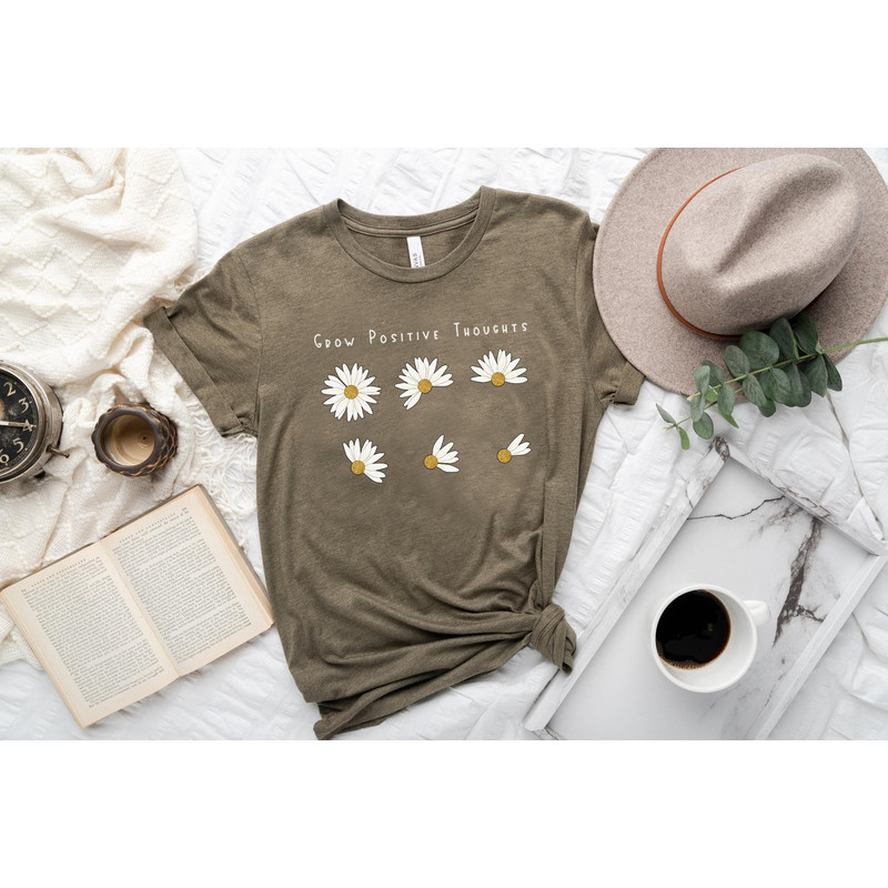 Grow Positive Thoughts Tee, Floral T-shirt, Bohemian Style Shirt, Butterfly Shirt, Trending Right Now, Women's Graphic T-shirt, Love Tee - 2.jpg