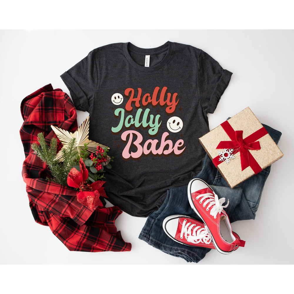 Holly Jolly Funny Christmas T shirt, funny chritmas t-shirt, Christmas t-shirt, holiday apparel, Retro Vintage Tee, Womens Graphic Shirt - 1.jpg