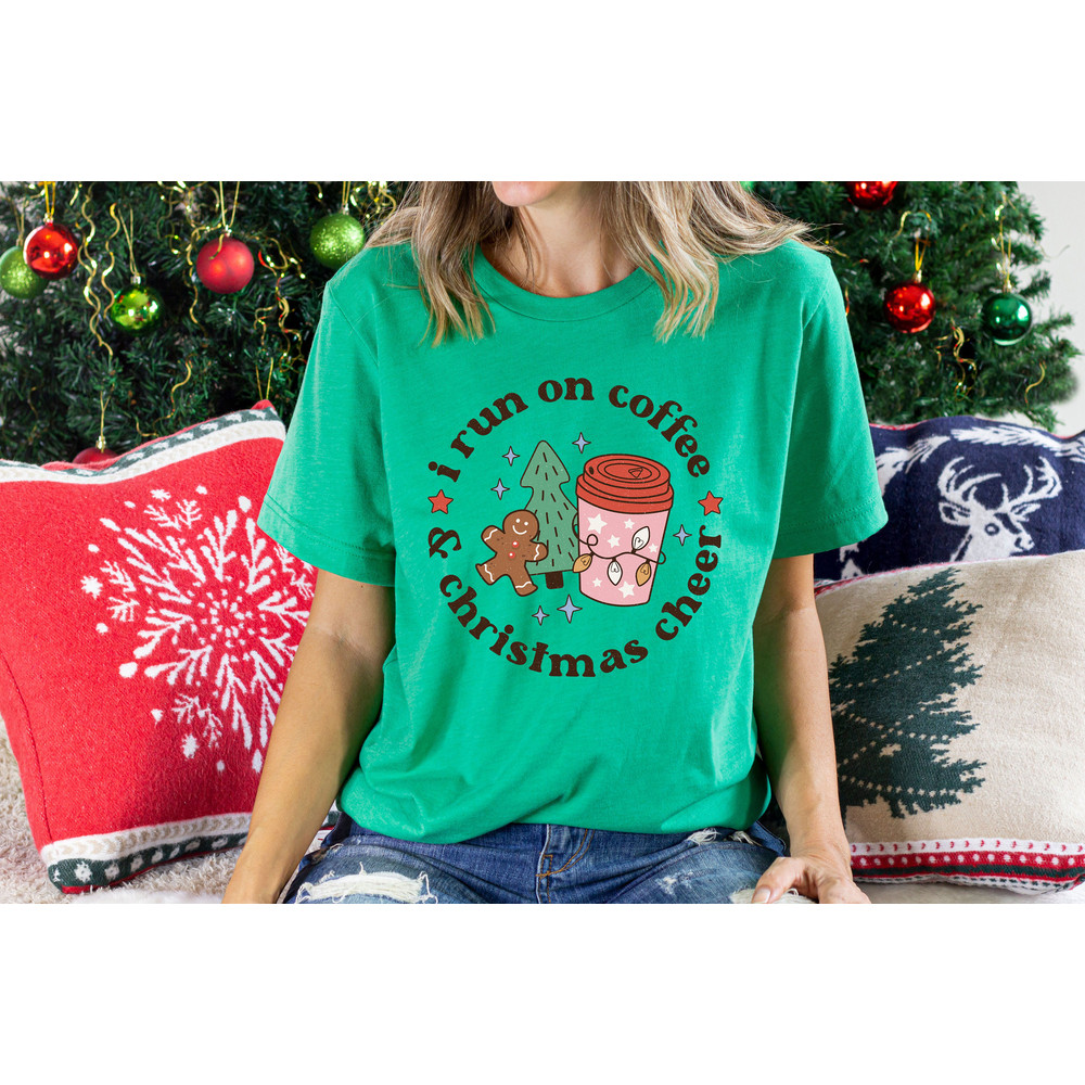 I run on coffee Shirt cheer tee, Retro Christmas Cheer t-shirt, cute christmas tee, funny holiday apparel, Holiday apparel Tee - 6.jpg