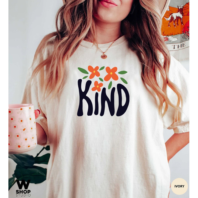 Kind Flower Shirt, Hippie Flower Shirt Aesthetic, Oversized Floral Graphic Tee, Wildflower Shirt, Bohemian T shirt, Boho Gift For Her - 2.jpg