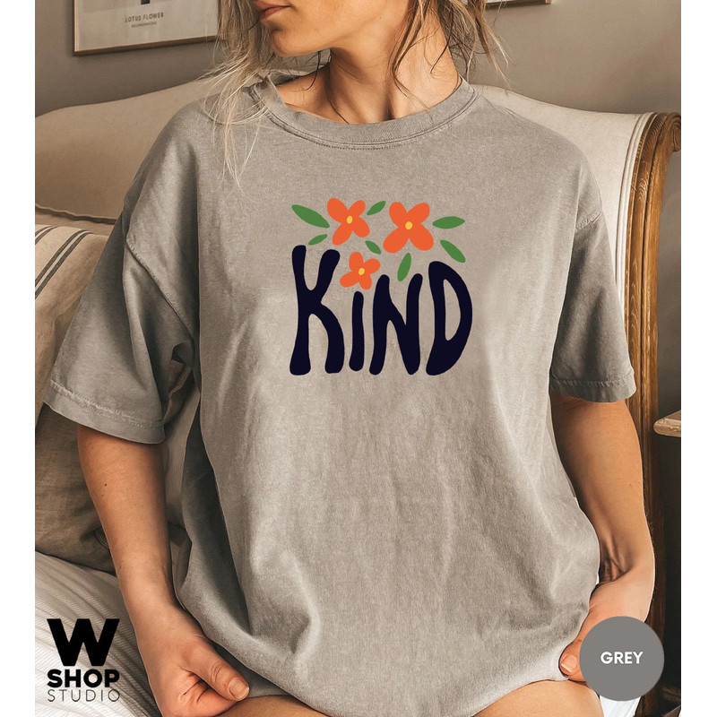 Kind Flower Shirt, Hippie Flower Shirt Aesthetic, Oversized Floral Graphic Tee, Wildflower Shirt, Bohemian T shirt, Boho Gift For Her - 3.jpg