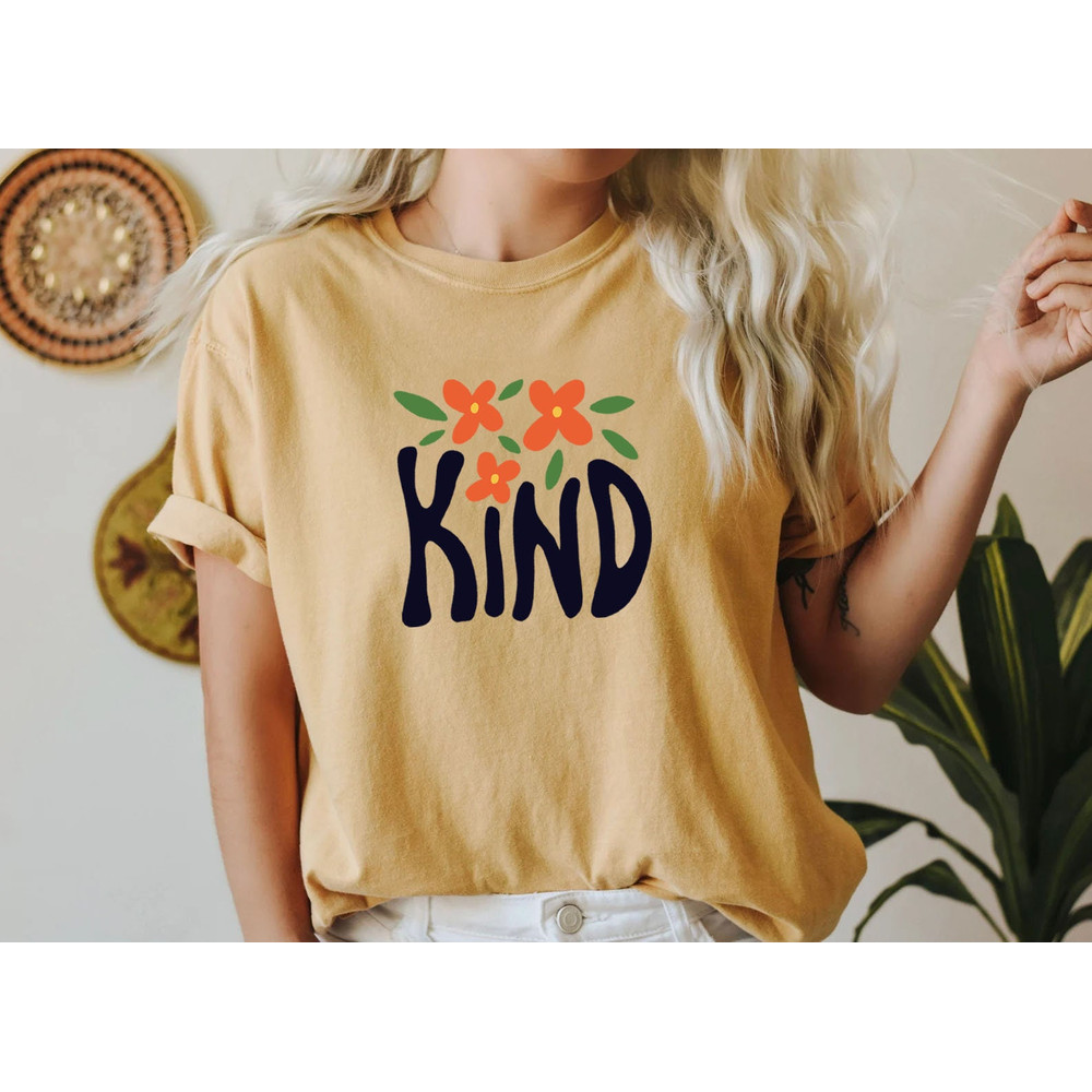 Kind Flower Shirt, Hippie Flower Shirt Aesthetic, Oversized Floral Graphic Tee, Wildflower Shirt, Bohemian T shirt, Boho Gift For Her - 4.jpg