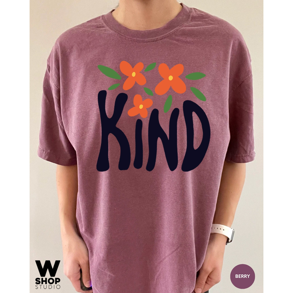 Kind Flower Shirt, Hippie Flower Shirt Aesthetic, Oversized Floral Graphic Tee, Wildflower Shirt, Bohemian T shirt, Boho Gift For Her - 7.jpg