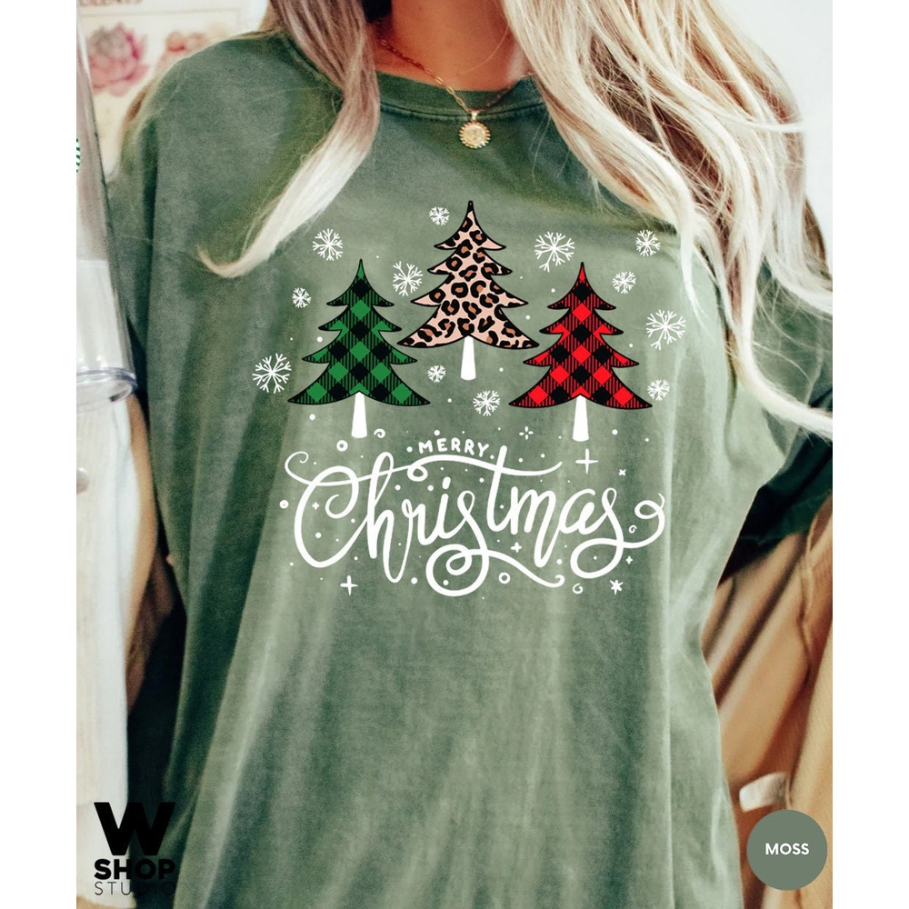 Ladies Merry Christmas Shirt, Women Christmas Shirt, Cute Christmas Shirt, Women Holiday Shirt, Leopard Print Christmas Tree Shirt, - 1.jpg