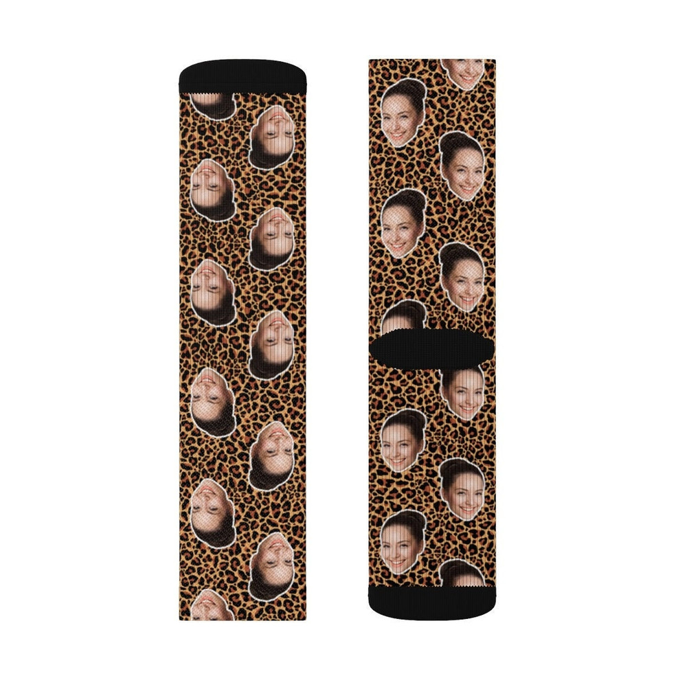 Leopard Animal, Custom Face Socks, Custom Photo Socks, Face on Socks Personalized Animal Picture Socks, Funny Gift For Her Him Best Friends - 1.jpg