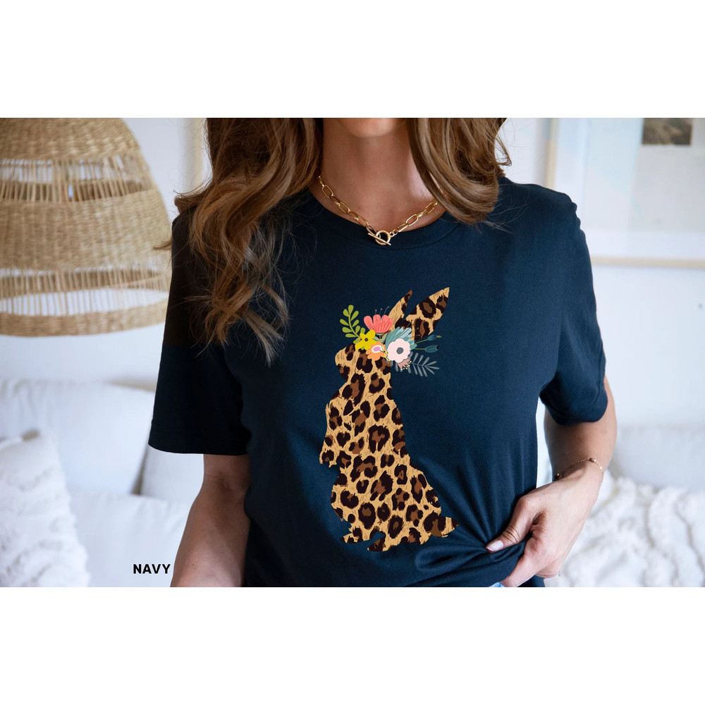 Leopard Bunnies Shirt, Leopard Bunny Shirt, Cute Easter Bunny T-Shirt, Happy Easter, Shirt with Bunnies, Easter Shirts - 3.jpg