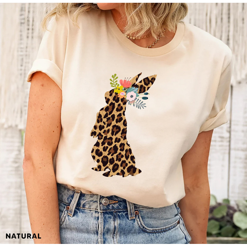 Leopard Bunnies Shirt, Leopard Bunny Shirt, Cute Easter Bunny T-Shirt, Happy Easter, Shirt with Bunnies, Easter Shirts - 4.jpg