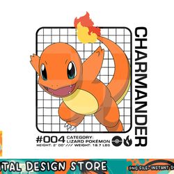 pokemon - charmander stats png, digital prints, sublimation