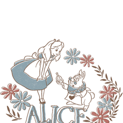 disney alice in wonderland alice and white rabbit floral  png, sublimation, digital download.pngdisney alice in wonderla