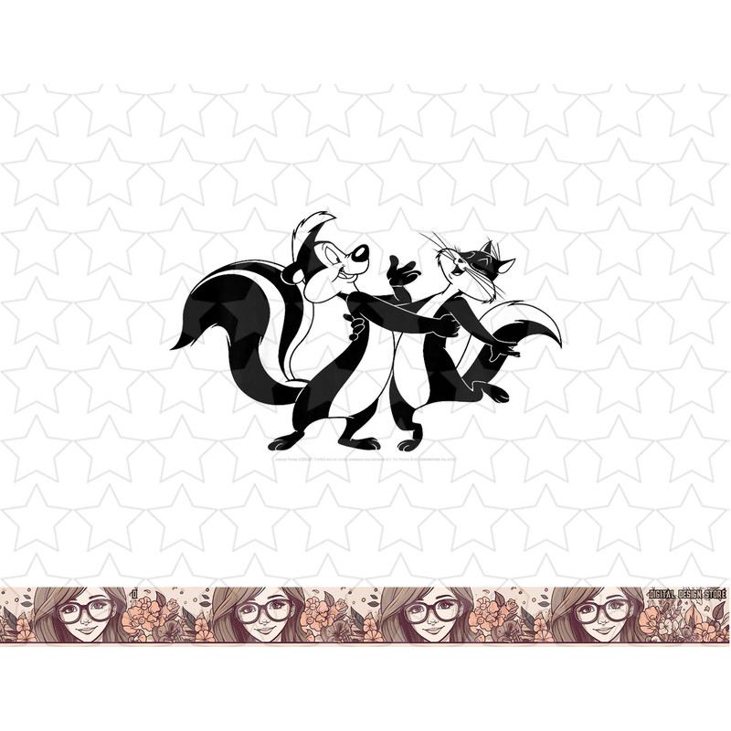 Kids Looney Tunes Pepe Le Pew & Penelope Portrait png, sublimation, digital download .jpg