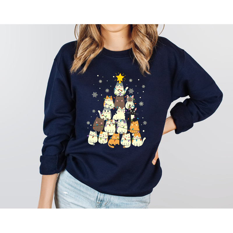 Merry Catmas Sweatshirt, Funny Christmas Sweat, Holiday Crewneck, Meowy Christmas, Cute Cat Sweater - 3.jpg