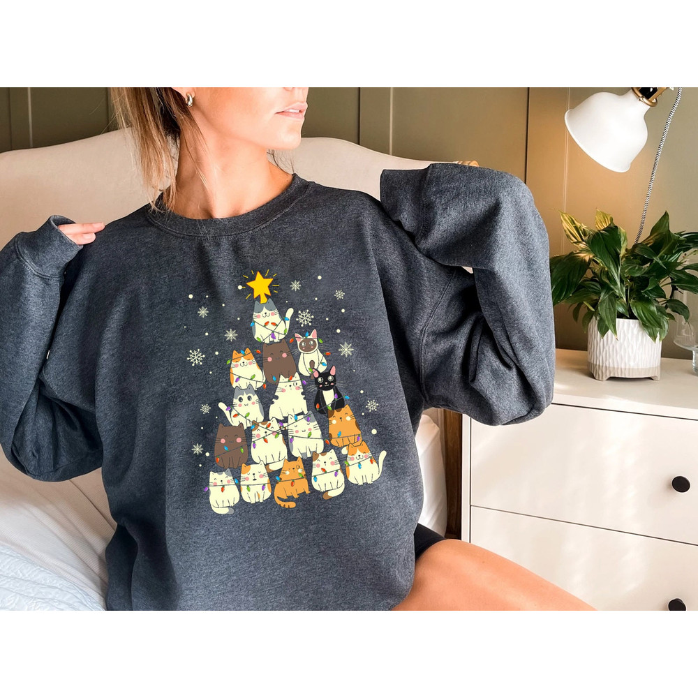 Merry Catmas Sweatshirt, Funny Christmas Sweat, Holiday Crewneck, Meowy Christmas, Cute Cat Sweater - 4.jpg
