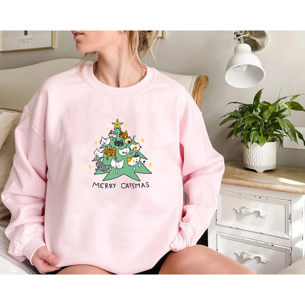 Merry Catmas Sweatshirt, Funny Christmas Sweat, Holiday Crewneck, Meowy Christmas, Cute Cat Sweater - 7.jpg