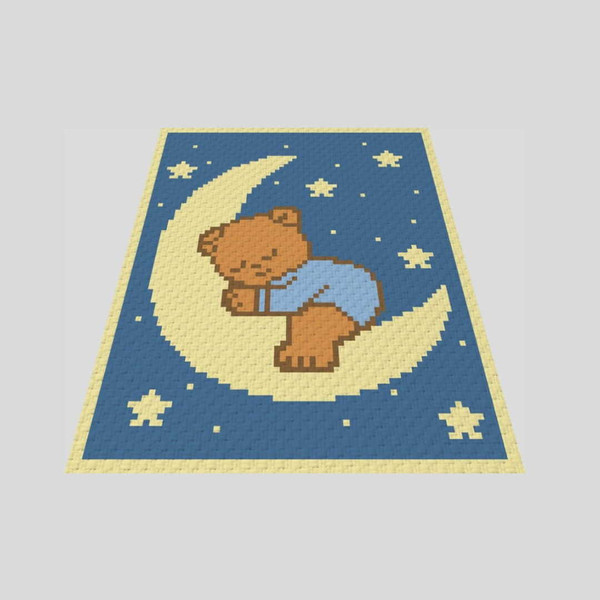 crochet-C2C-sleeping-bear-baby-blanket-2