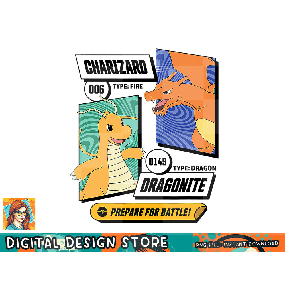 Pokemon - Dragonite Charizard Prepare For Battle png, digital prints, sublimation.jpg