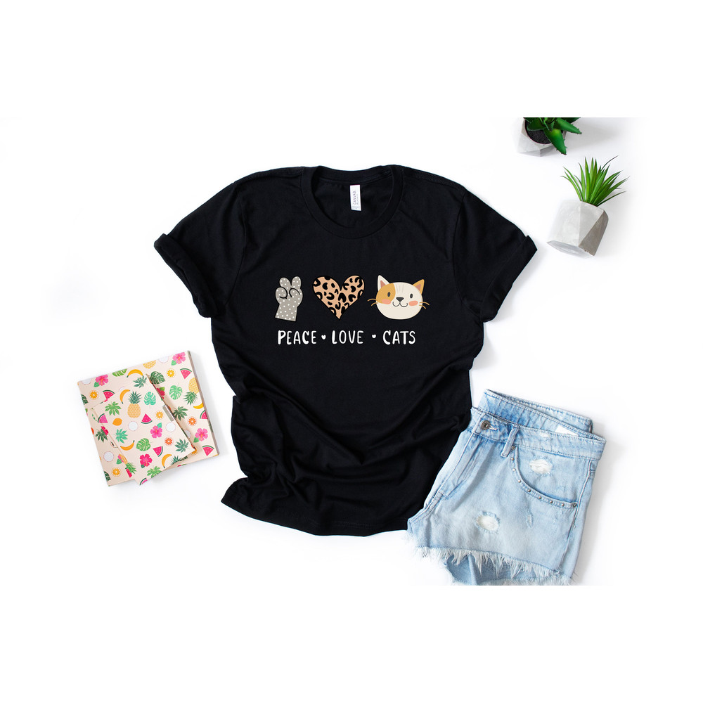Peace Love Cats Shirt, Cats Shirt, Cats Tshirt, Gift for Cat Mom, Cat Mom Shirt, Cat Shirts for Women, Shirts about Cats, Gift for Cat Owner - 3.jpg