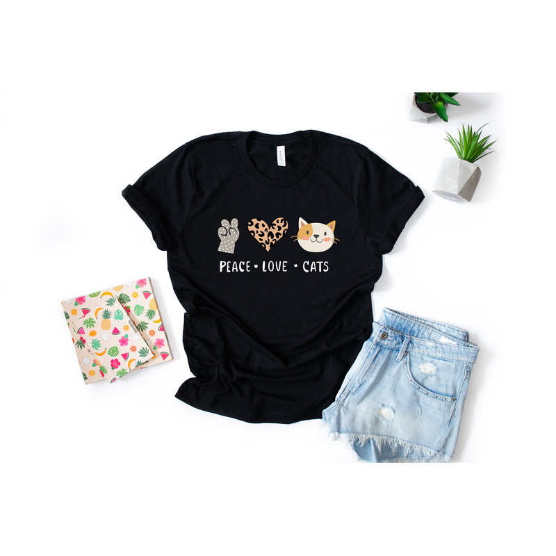 Peace Love Cats Shirt, Cats Shirt, Cats Tshirt, Gift for Cat Mom, Cat Mom Shirt, Cat Shirts for Women, Shirts about Cats, Gift for Cat Owner - 3.jpg
