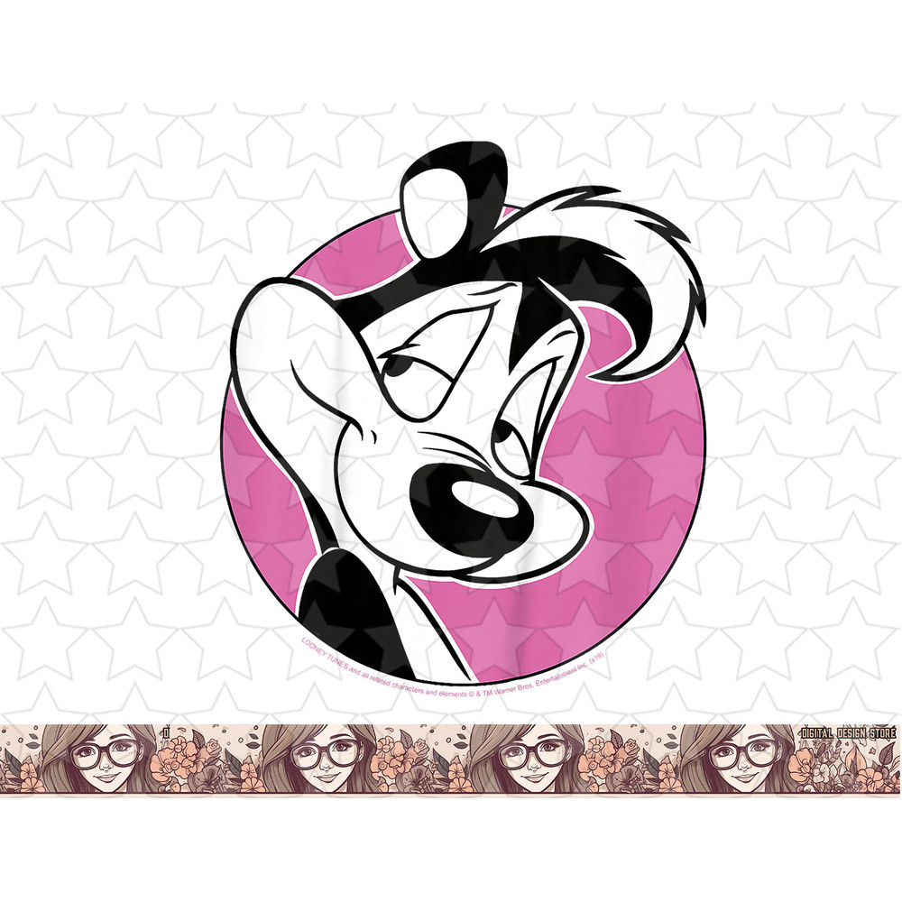 Kids Looney Tunes Pepe Le Pew Pink Circle Portrait png, sublimation, digital download .jpg