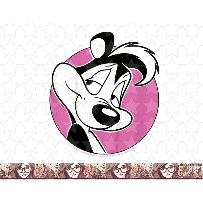 Kids Looney Tunes Pepe Le Pew Pink Circle Portrait png, sublimation, digital download .jpg