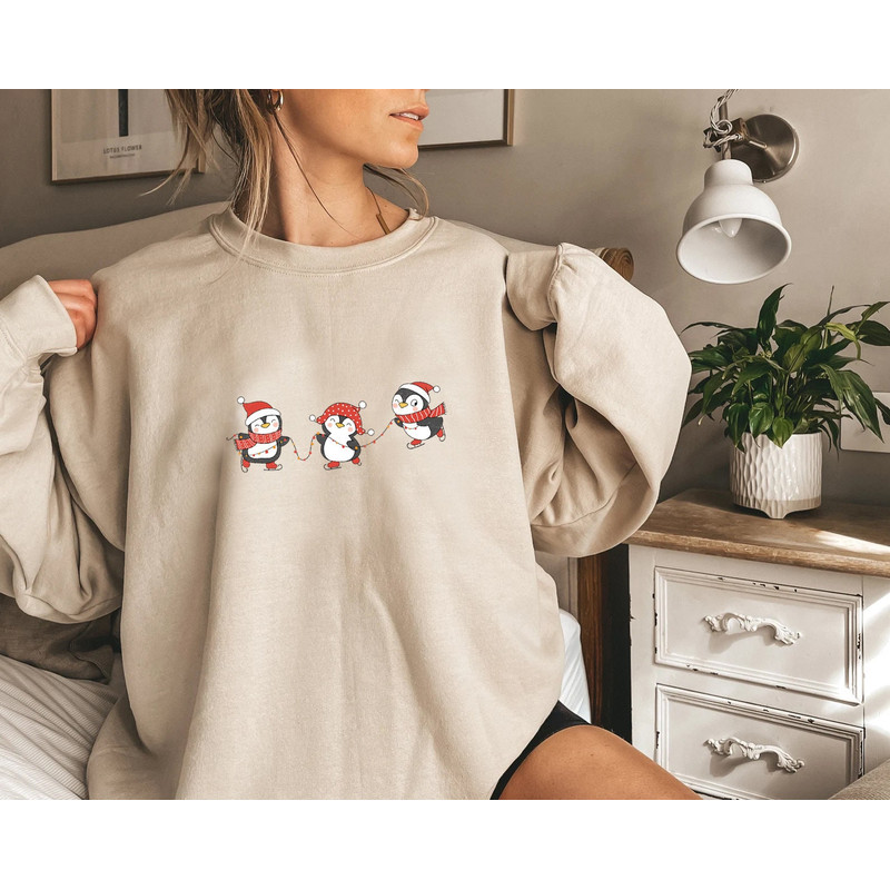Penguin Sweatshirt, Cute Christmas Sweatshirt, Christmas Crewneck, Holiday Party Funny Shirt, Long Sleeve Holiday Sweater, Christmas Sweater - 4.jpg