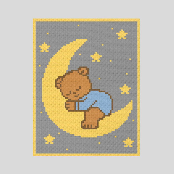 crochet-C2C-sleeping-bear-baby-blanket-2