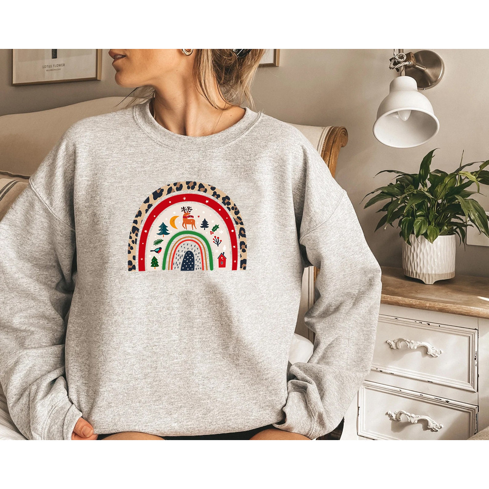Rainbow Christmas Sweatshirt, Merry & Bright Shirt, Women Christmas Gift Idea, Trendy Christmas Rainbow Sweatshirt, Women Christmas Rainbow - 3.jpg
