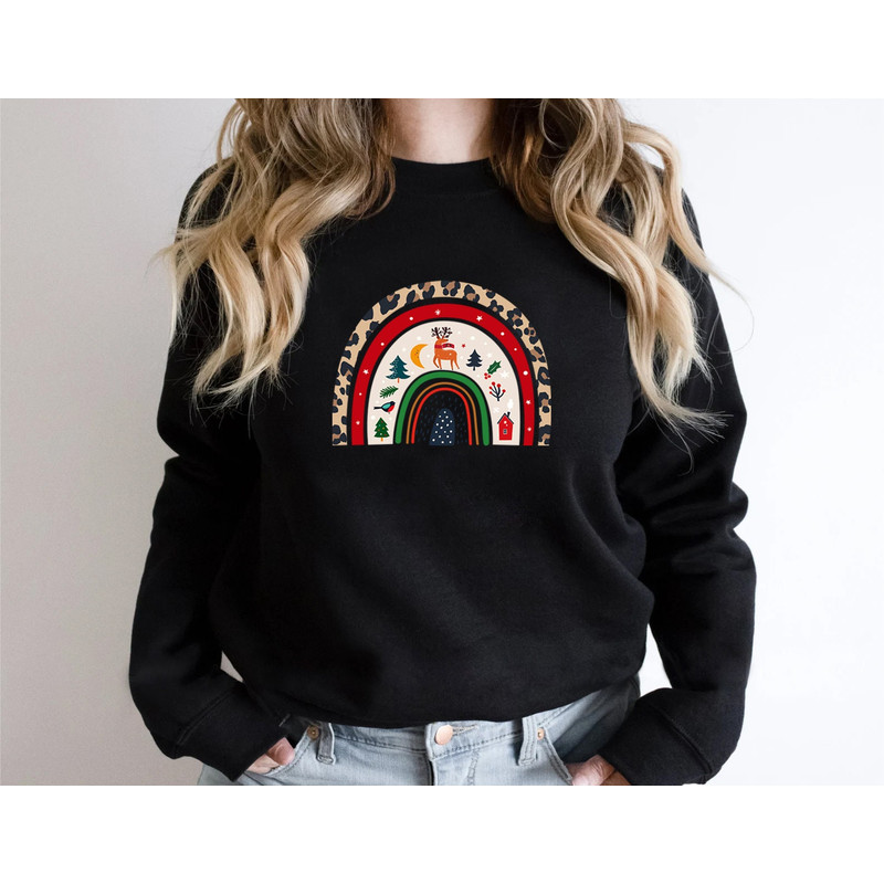 Rainbow Christmas Sweatshirt, Merry & Bright Shirt, Women Christmas Gift Idea, Trendy Christmas Rainbow Sweatshirt, Women Christmas Rainbow - 5.jpg