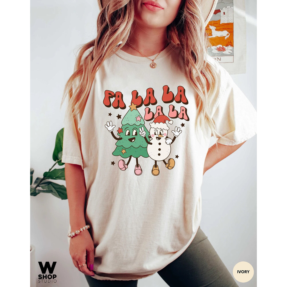 Retro Christmas Comfort Colors Shirt, Fa La La Tree Shirt, Vintage Santa Christmas Shirt, Retro Holiday Shirt, Ugly Sweater Shirt - 2.jpg